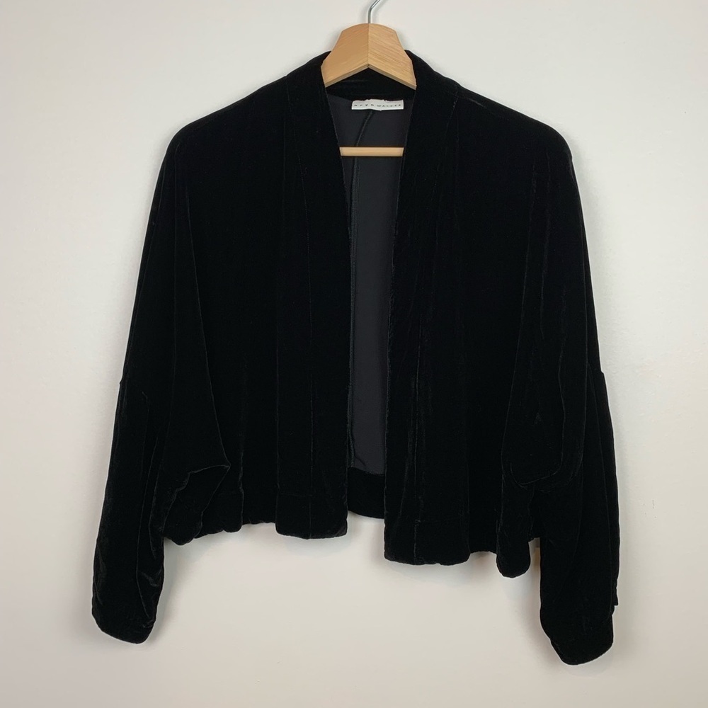 Bryn Walker Open Cardigan Bolero Black Velvet Size Small Witchy Whimsigoth Y2K